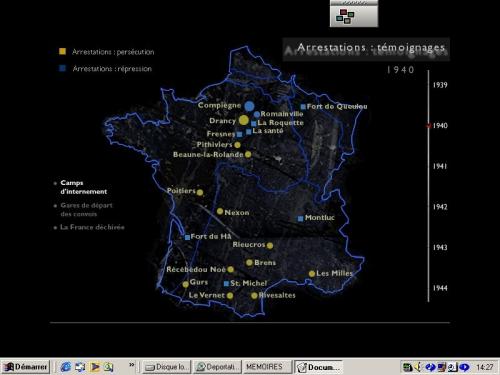 Screenshot of the CD-Rom 'Mémoires de la déportation' (1994-1997). Credits : chatonsky.net