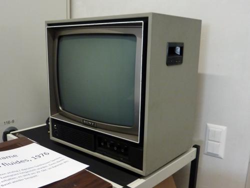 An early SONY monitor used for the exhibition &quot;Reconstructing Swiss Video Art from the 1970s and 1980s&quot;. Photo: PACKED vzw.