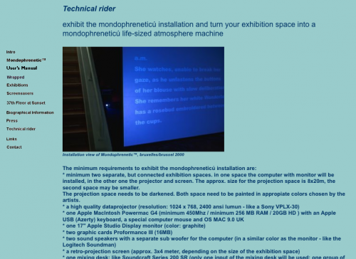 Screenshot of the 'technical rider section' of the mondophrenetic.com website.